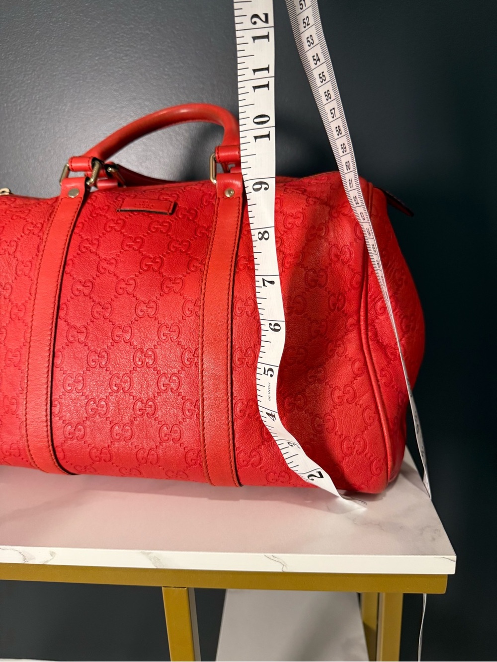 Gucci Red Embossed Monogram Duffel - Picture 4 of 4